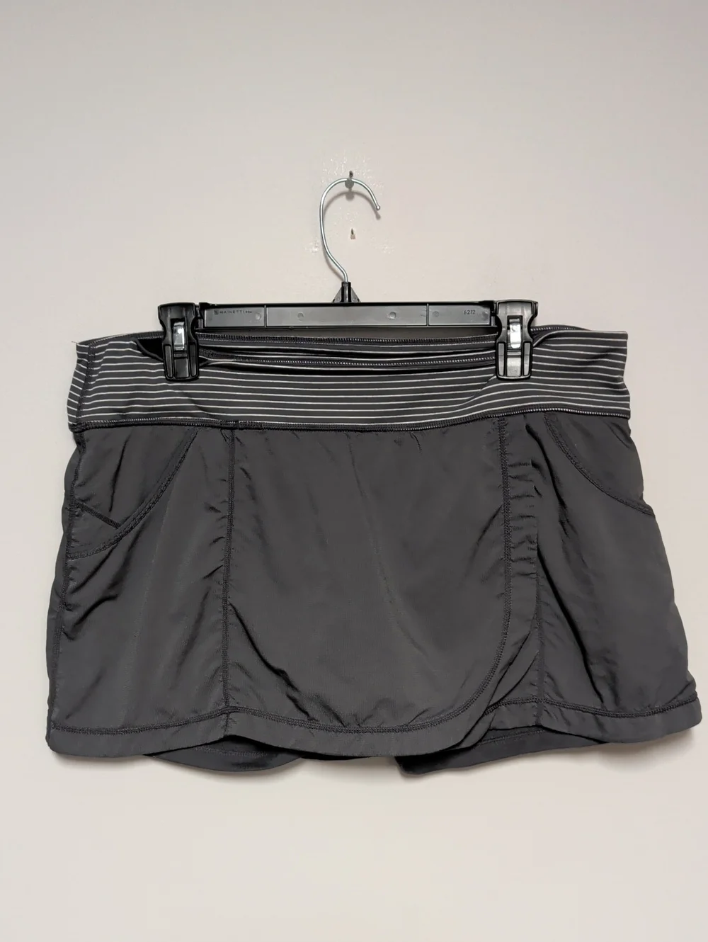 Zella Charcoal Gray Skort with Striped Waistband